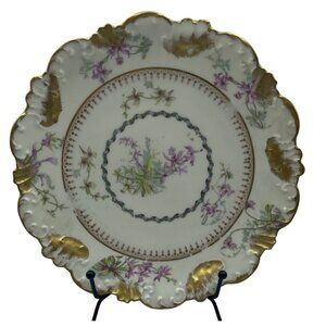 Blakeman & Henderson Limoges Plate France 8.5” Purple Floral Gold Gilt (READ)